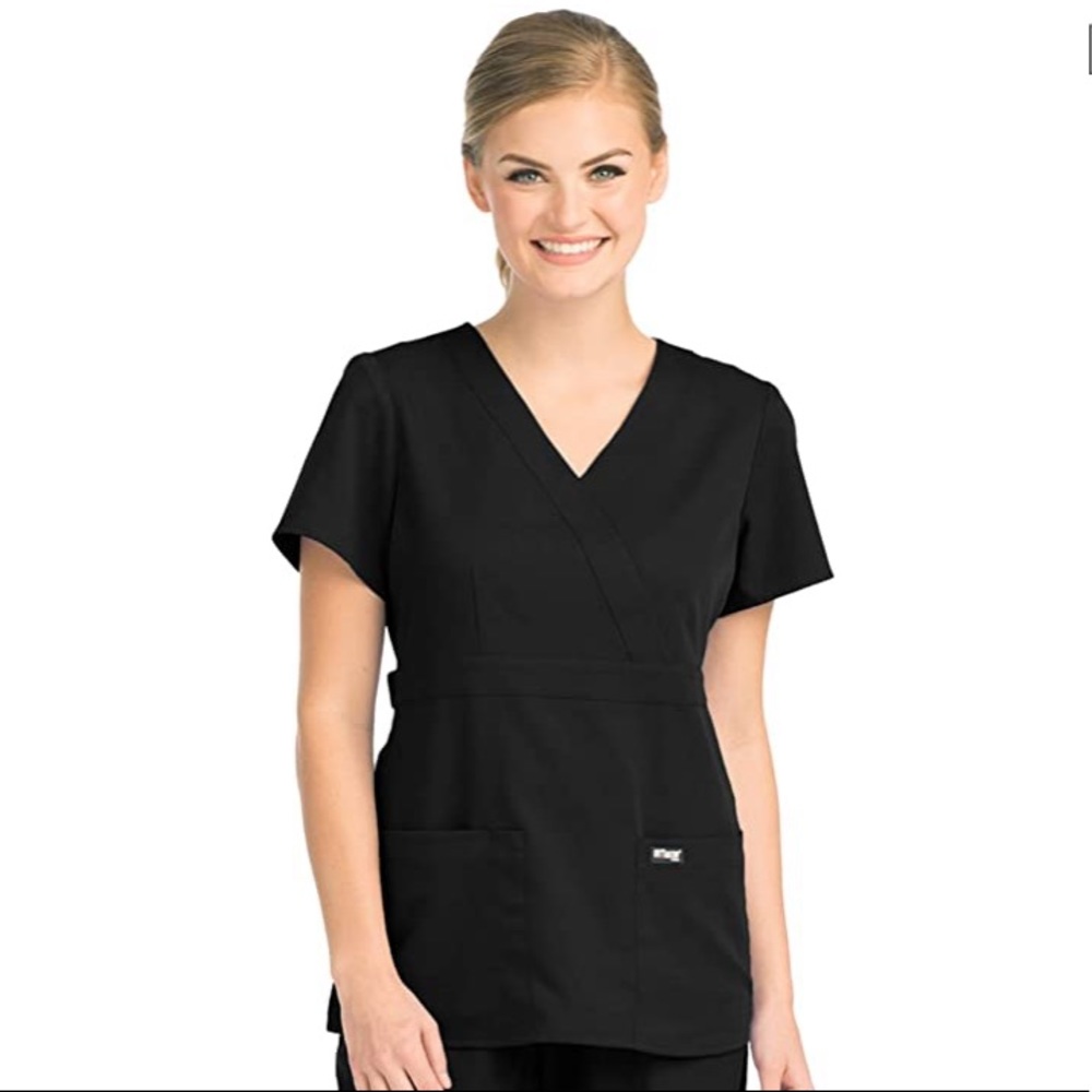 Grey’s Anatomy Black Mock Wrap scrub top